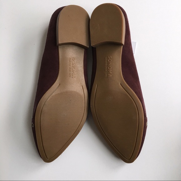 Sonoma Women’s Suede Flats Wine New - Picture 6 of 7